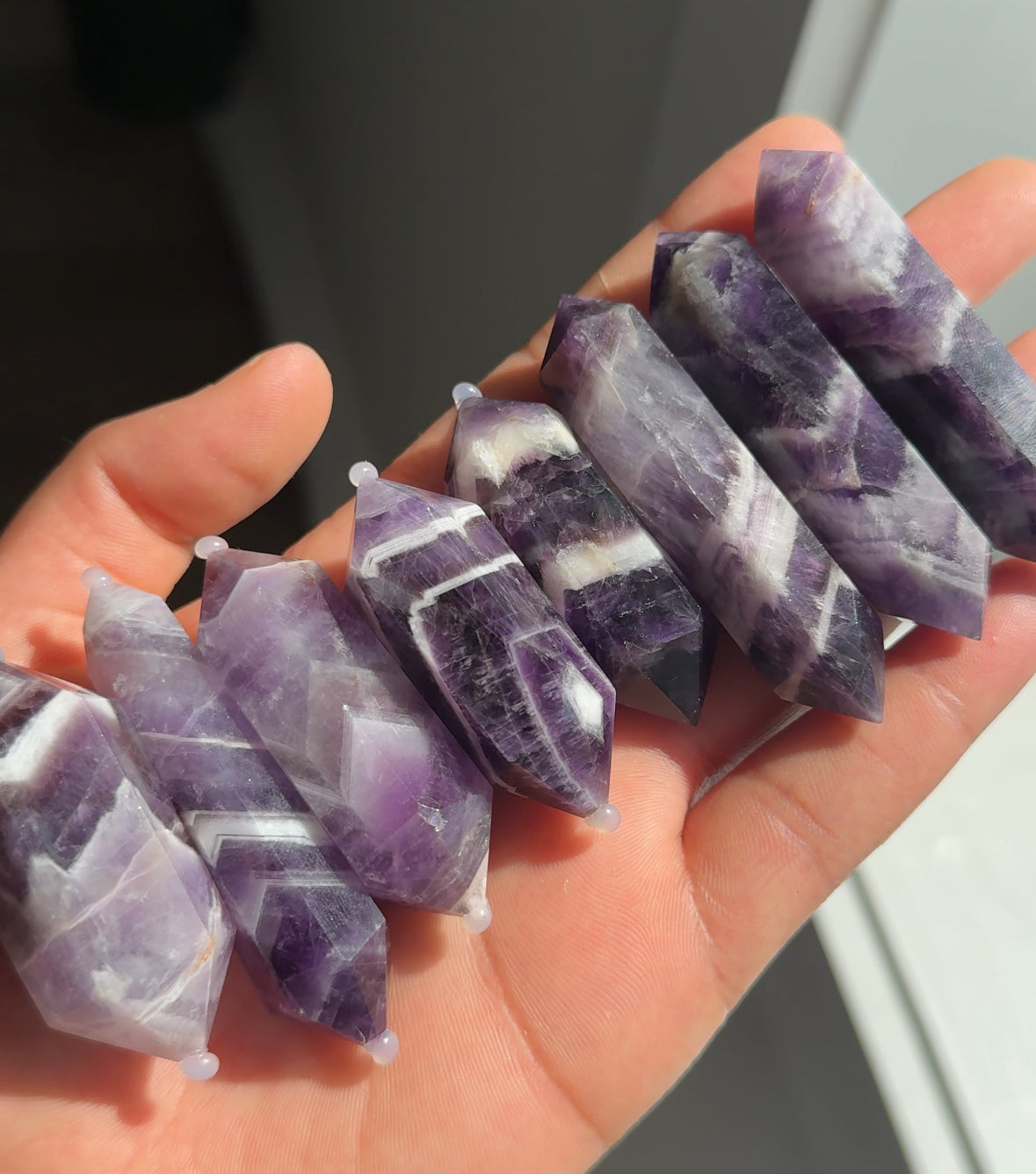 Chevron Dream Amethyst Double Point