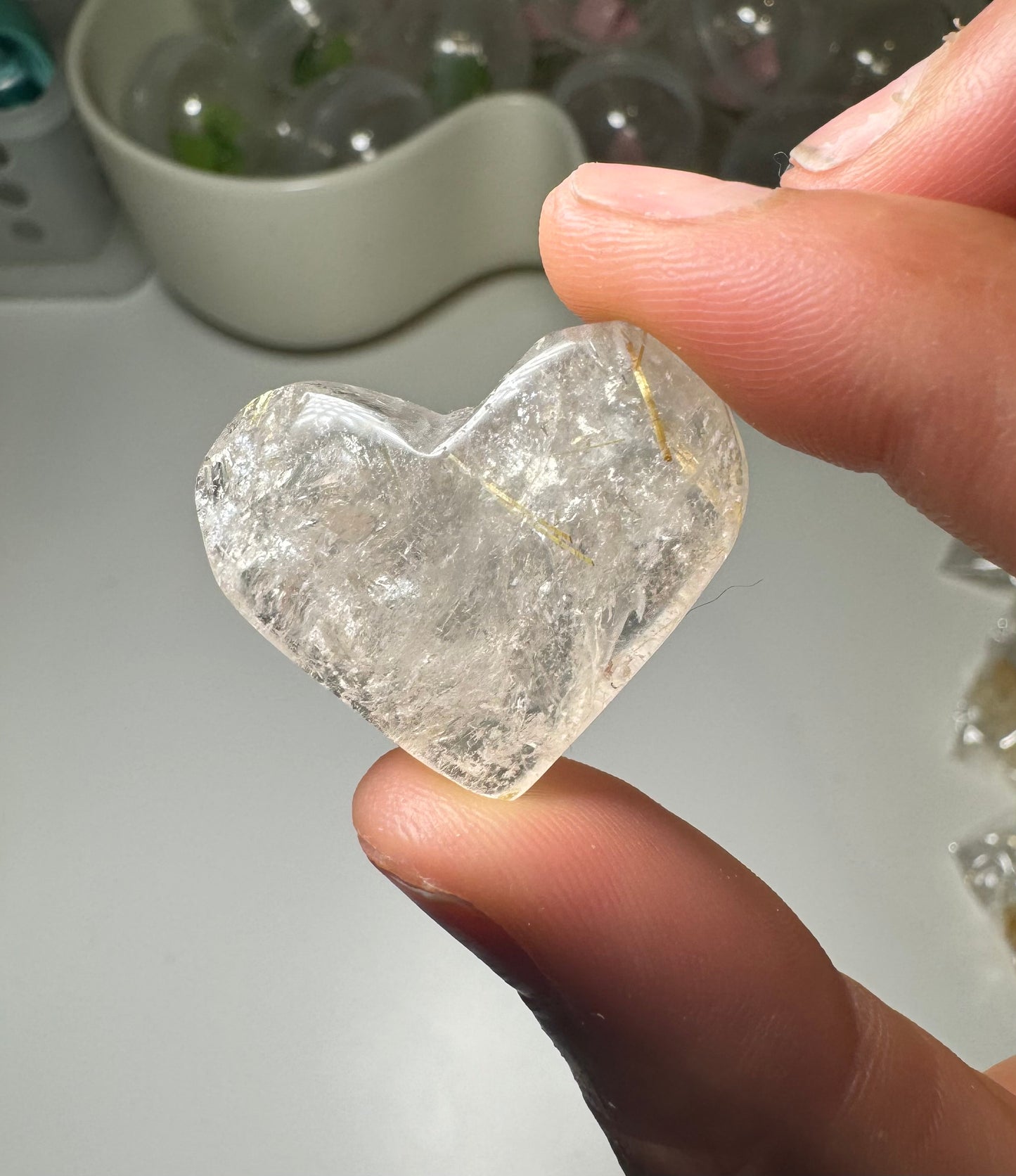 Mini Golden Rutilated Quartz Heart