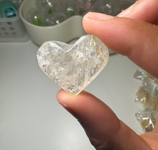 Mini Golden Rutilated Quartz Heart