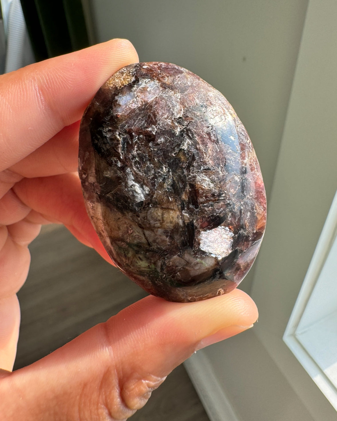 Purple Mica/Tourmaline Palmstone