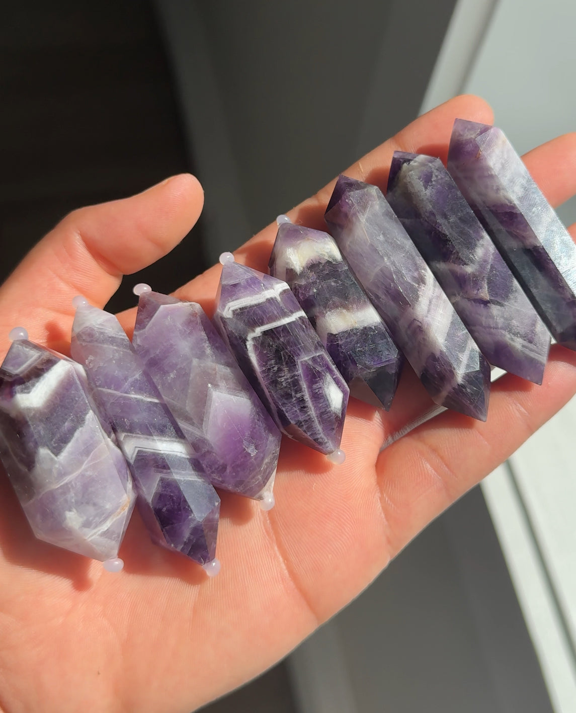 Chevron Dream Amethyst Double Point