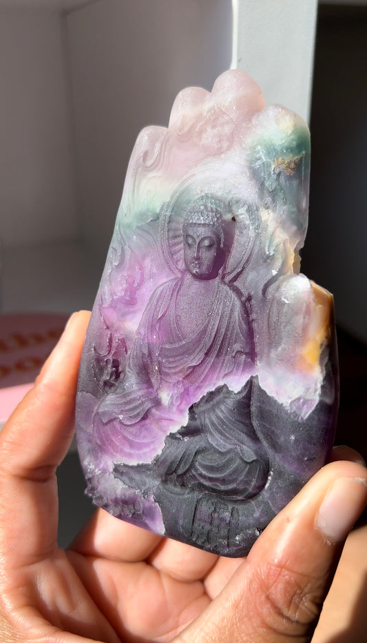 Fluorite Buddha Carving